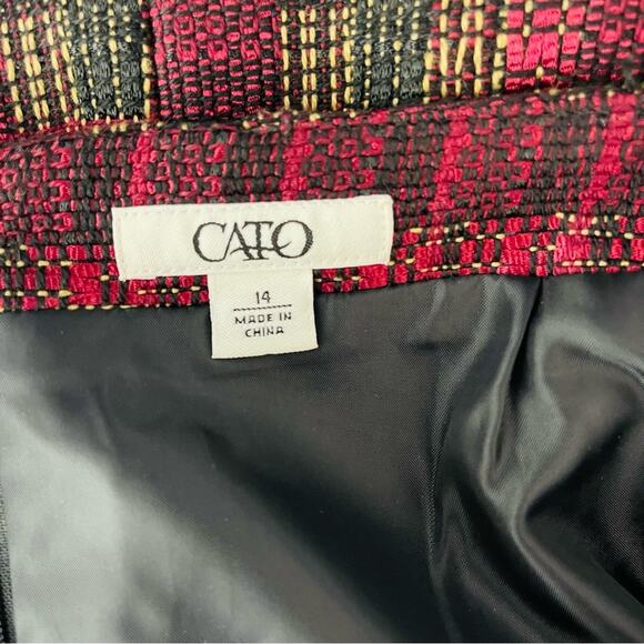 Cato red black tweed striped preppy office midi skirt 14 - Picture 7 of 7